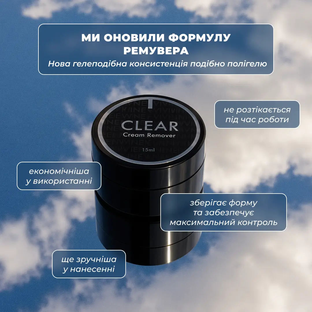 Кремовий безбарвний ремувер для вій 15 мл з новою формулою
